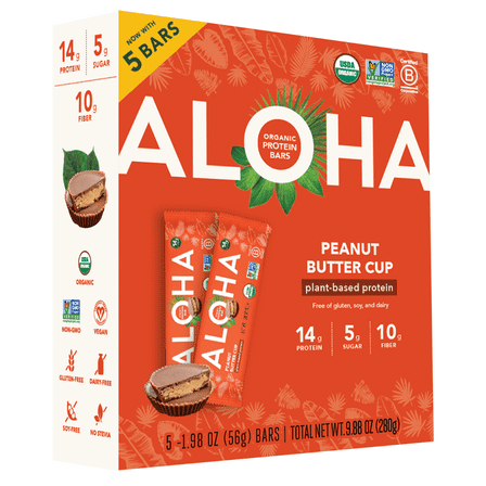 Aloha Peanut Butter Cup, Protein Bars, 5 Pk