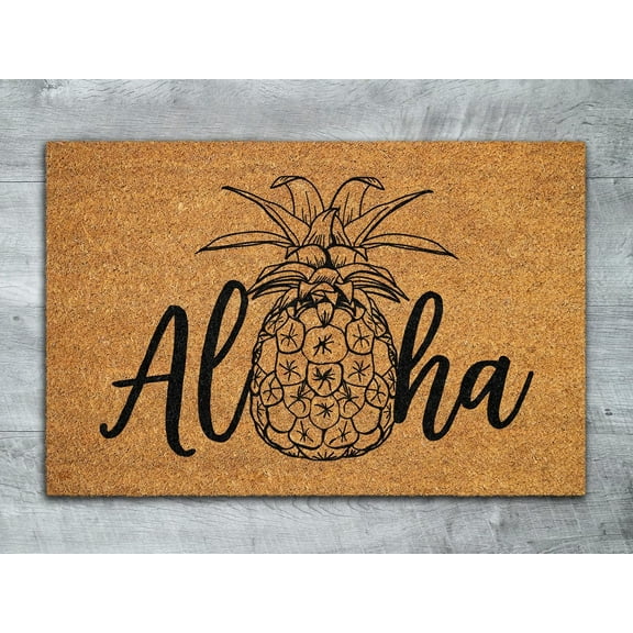 Aloha Pineapple Door Mats, Aloha Pineapples Welcome Coir Door Mats, Pineapple Funny Doormat, Aloha Pineapple Outdoor Mat Floor Front Door Mat, 24 x 16 Inch