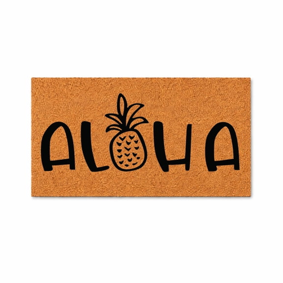 Aloha Pineapple Doormat, Tropical Welcome Entry Mat, Outdoor Indoor Door Mat (16x24 inches) WoodByStu 4443