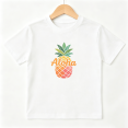 thumbnail image 1 of Aloha Pineapple Girls Graphic Tee, Cute Retro Tropical Beach 100% Cotton Kids Short Sleeve T-Shirt 4-13Y, 1 of 5