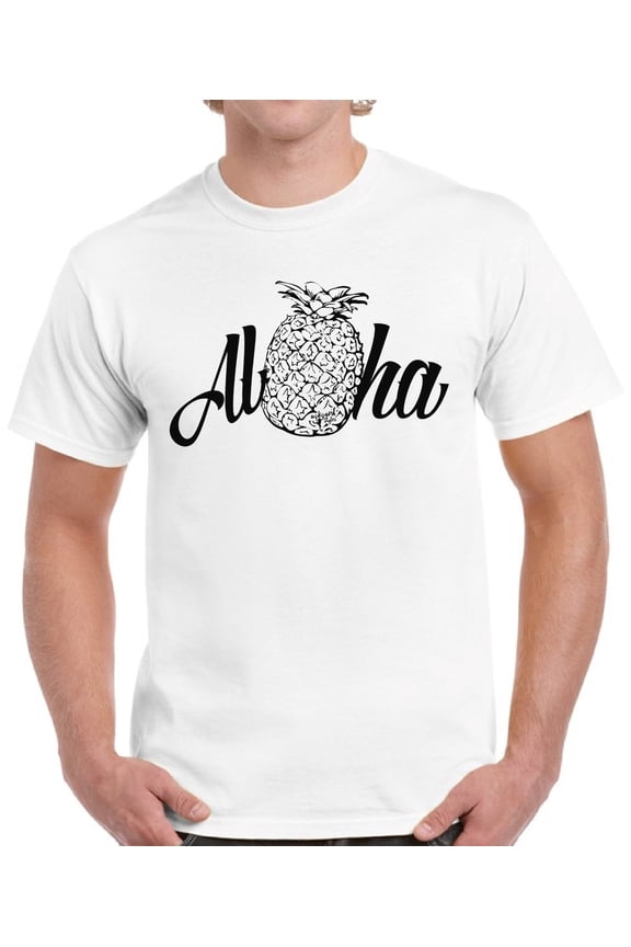 Aloha Pineapple T-Shirt for Men - S M L XL 2XL 3XL 4XL 5XL Graphic Tee - Summer Clothes Collection Vacation Shirt Mens