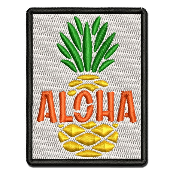 Aloha Pineapple Tropical Fruit Hawaii Applique Multi-Color Embroidered Hook & Loop Patch - 3 Inch Medium