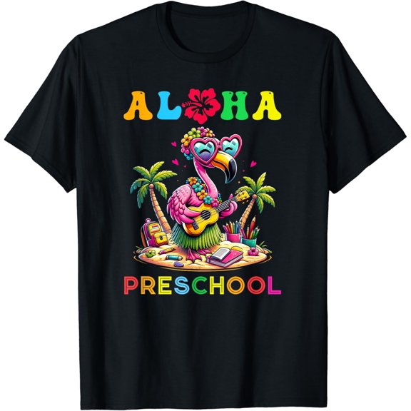Aloha Preschool Flamingo Hawaii Back to School Kids Girl T-Shirt