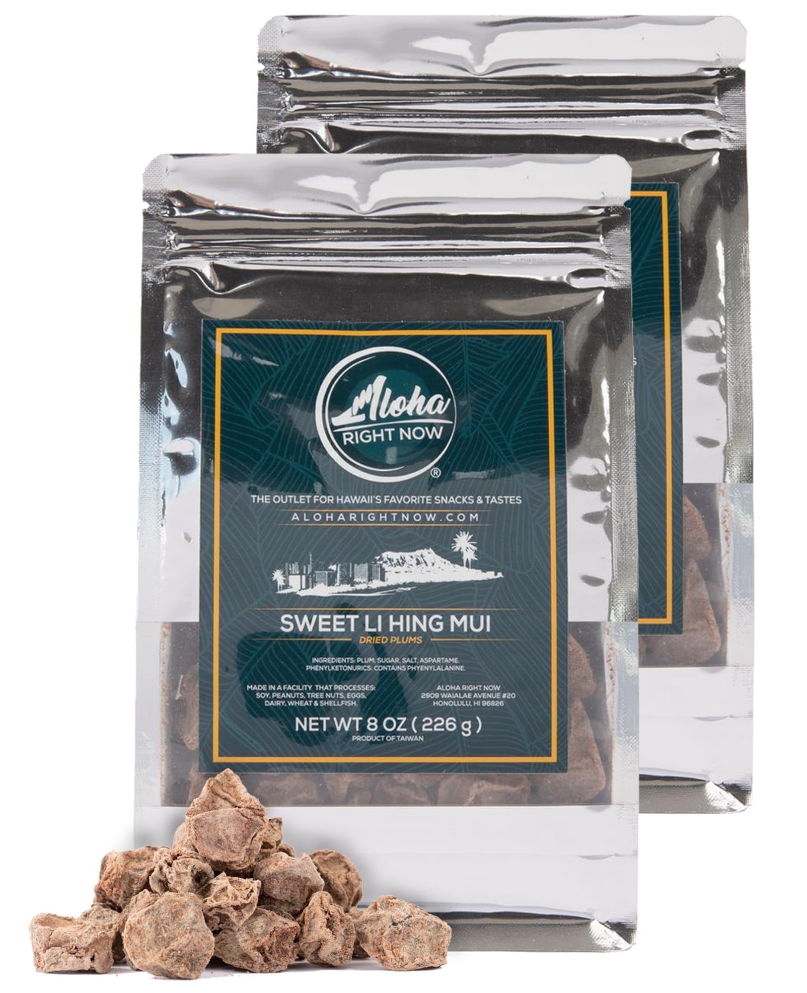 Aloha Right Now - Sweet Li Hing Mui Crack Seed Dried Plums - 8 oz (Pack of 2)