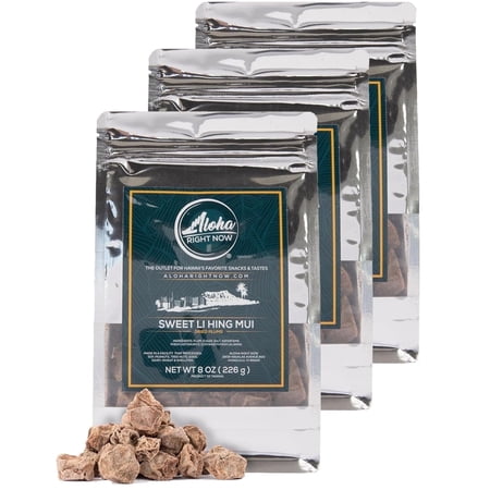 Aloha Right Now - Sweet Li Hing Mui Crack Seed Dried Plums - 8 oz (Pack of 3) - Li Hing Mui Candy for Snacking & Flavoring