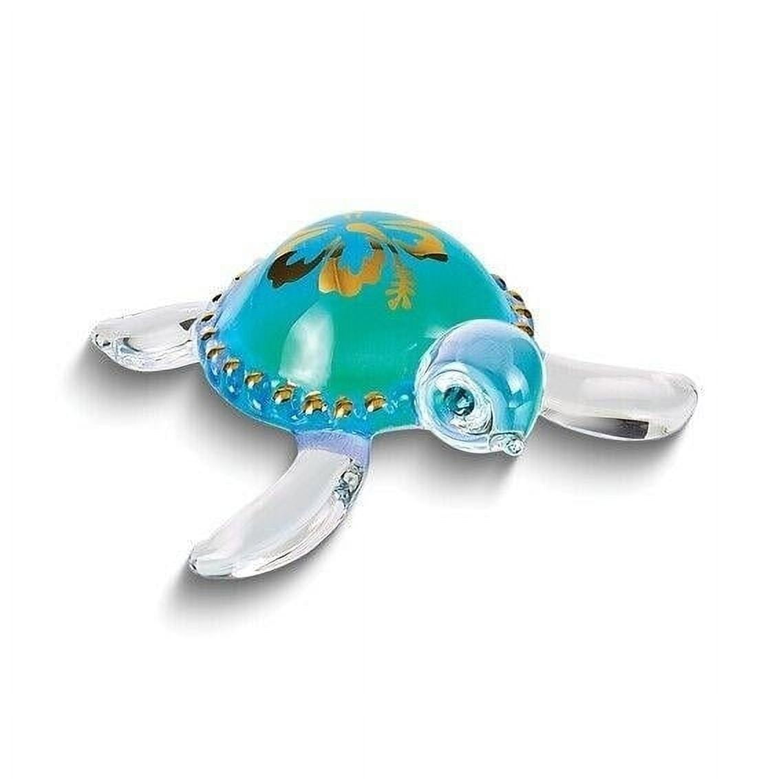 Handcrafted Blue and Gold Glass Sea Turtle Figurine