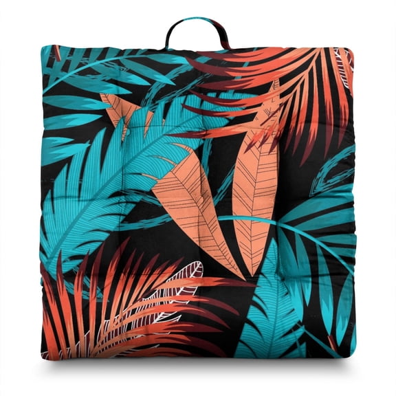 Aloha Seat Cushion – 22x22 Inch Square Pillow, Dutch Velvet, Retro Hawaiian Print (Fun Beach House Style)
