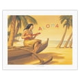 thumbnail image 1 of Aloha Serenade - Hawaii Ukulele Hula Girl - Vintage Hawaiian Travel Poster by Kerne Erickson - Fine Art Rolled Canvas Print 20in x 26in, 1 of 4