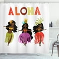 thumbnail image 1 of Aloha Shower Curtain, Hawaiian Hula Girls with Long Wavy Hair Dancing in Exotic Costumes Floral Theme, Fabric Bathroom Set with Hooks, 69W X 70L Inches, Multicolor, by Ambesonne, 1 of 3