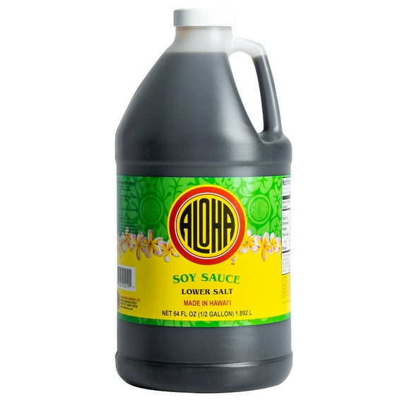 Aloha Shoyu Lower Salt Soy Sauce, Extra Large Bottle, 64 oz