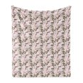 thumbnail image 1 of Aloha Soft Flannel Fleece Throw Blanket, Illustration of Leafy Frangipani Flowers on Branches Blossoming Botany Scene, Cozy Plush for Indoor and Outdoor Use, 60" x 80", Blush Multicolor, by Ambesonne, 1 of 5