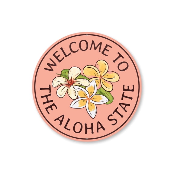 Aloha State Aluminum Metal Decor Sign - 12" Round