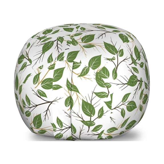 Aloha Storage Toy Bag Chair, Interpretation of Branches with Leaves Flourishing on a Plain Background, Stuffed Animal Organizer Washable Bag, Small Size, Brown Green Camel, by Ambesonne