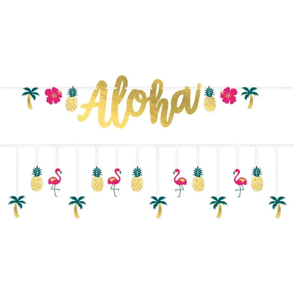 Aloha Summer Luau Tropical Beach Theme Party Decoration 2 ct. Letter Banner Kit