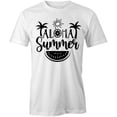 thumbnail image 1 of Aloha Summer T-Shirt | Fun Summertime White Tee Gift, 1 of 5
