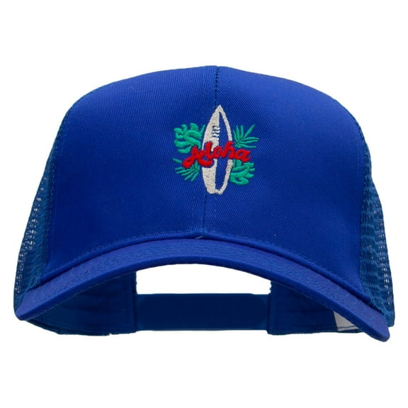 Aloha Surf Board Embroidered Solid Cotton Prostyle Twill Mesh Cap - Royal OSFM