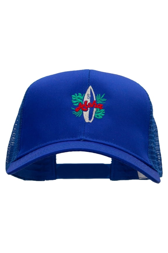 Aloha Surf Board Embroidered Solid Cotton Prostyle Twill Mesh Cap - Royal OSFM