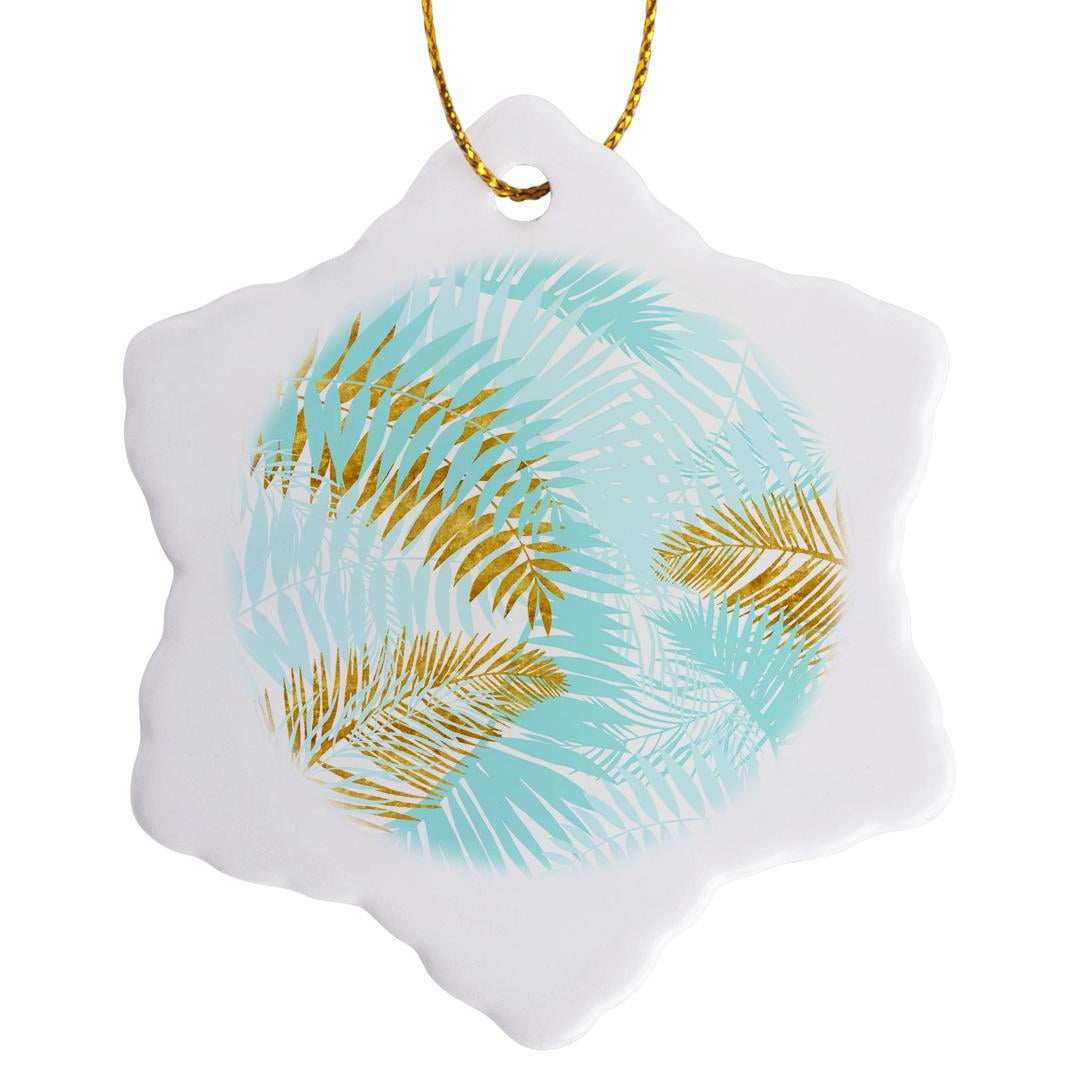 3drose, Aloha-teal and Gold Trendy Foliage Palm Leaves Jungle Tropical ...