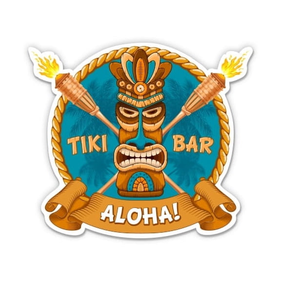 Aloha Tiki Bar - 3" Vinyl Sticker - For Car Laptop I-Pad Phone Helmet Hard Hat - Waterproof Decal
