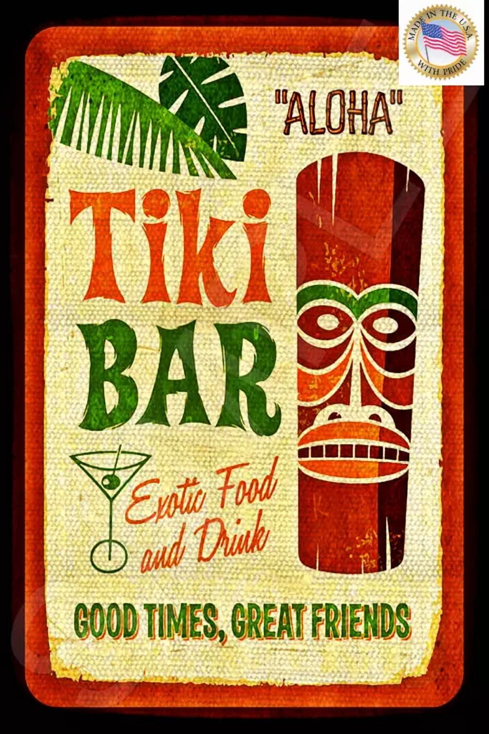 *Aloha Tiki Bar* Made In Usa Metal Sign 8X12 Happy Hour Pool Luau Beach Decor