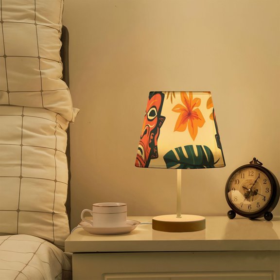 Aloha Totem Mask Leaves LED Desk Lamp Table Lamp USB Bedside Nightstand Small Lamp for Bedroom Living Room Kids Room