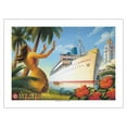 thumbnail image 1 of Aloha Towers - S.S. City of Honolulu - Los Angeles Steamship Company - Boat Day - Vintage Ocean Liner Travel Poster by Kerne Erickson - Fine Art Matte Paper Print (Unframed) 18x24in, 1 of 4