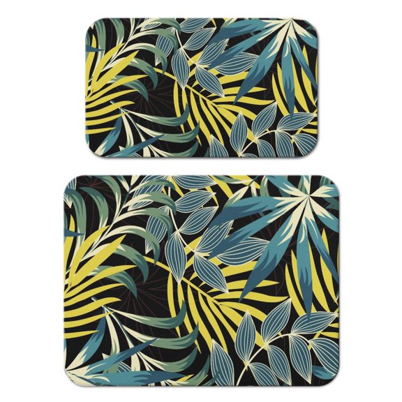 Aloha Tropical Coffee Maker Mat 2pcs Non-Slip Absorbent Mats with Retro Botanical Prints