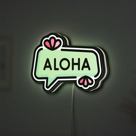 Aloha Tropical Flower 3D Novelty Light Box, Personalized Text Option, Hawaiian Culture Inspired Light for Vacation Home Decor and Exotic Island Lovers (Height 20 inch, 50cm)