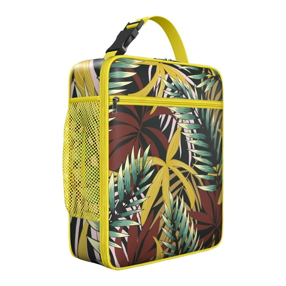 Aloha Tropical Plant Insulated Lunch Bag – Hawaiian Tropical Leaf Palm Leaf Hawaiian Floral Jungle Leaves Colorful Exotic Beach Vacation Palm Inspired Leafy Summer Vibrant Retro Botanical Tote