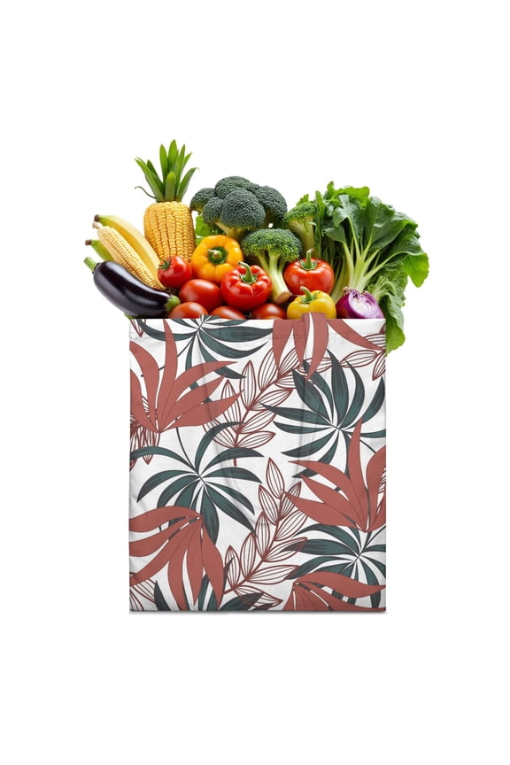Aloha Tropical Plant Jungle Reusable Grocery Bag - Foldable Tote with Colorful Exotic Print, Spacious