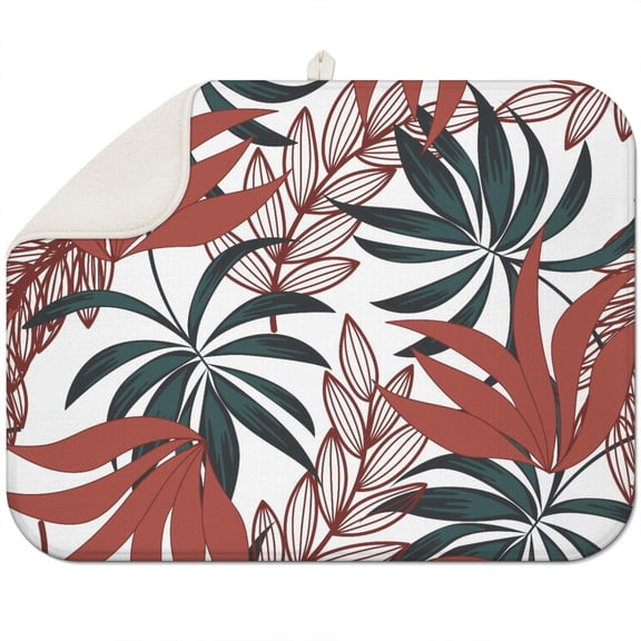 Aloha Tropical Plant Kitchen Mat - Ultra Absorbent Microfiber Drying Pad - Heat Resistant & Scratch Proof - 18"x24"