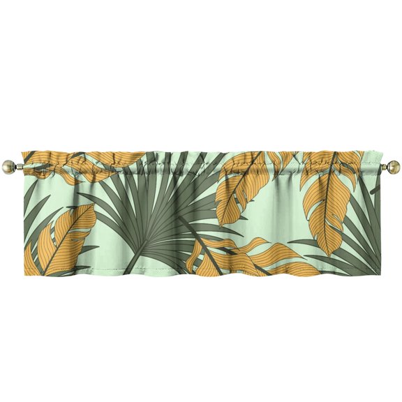 Aloha Valance Curtain - Botanical Inspired Short Curtain for Kitchen - 3-Inch Rod Pocket Polyester Valance