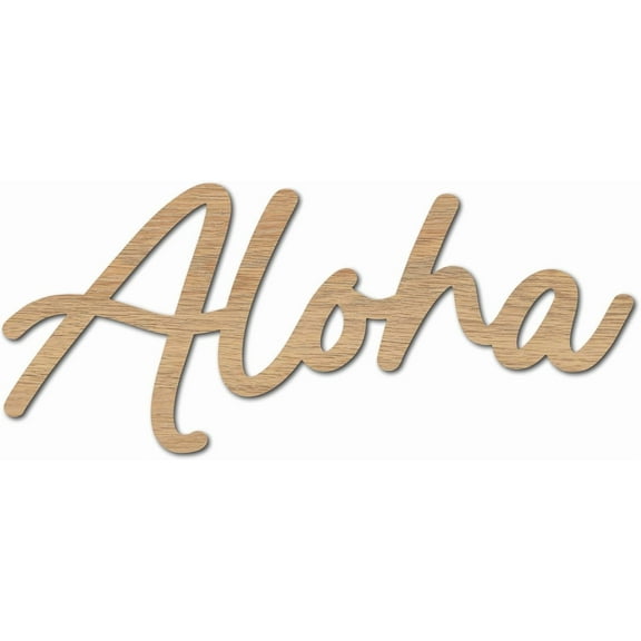 Aloha Wooden Sign Word Wood Cutouts Greeting Letter Blank Unfinished Painting Hanging Craft Pieces Ornaments Slices for DIY Wall Door Wreath Christmas Trees Home DIY Decoration 4.9 x 11.4 Inch