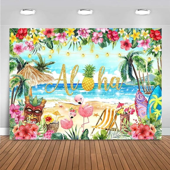 Aloha backdrop Hawaiian Luau Party Decorations Summer Beach Tropical Background Banner Aloha Hawaiian Themed Birthday Baby Shower Decorations Photo Booth Props