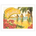 thumbnail image 1 of Aloha from Waikiki - Hawaii Hula Dancers - Vintage Hawaiian Travel Poster by Kerne Erickson - Bamboo Fine Art 290gsm Paper (Unframed) 17x22in, 1 of 4
