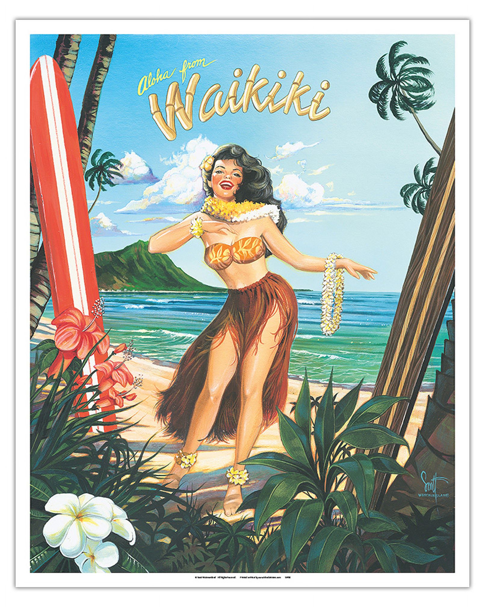 80s HULA DANCER 特大アート フレーム 油彩画 ヴィンテージ Hawaii Male Hula Dancer - Vintage Hawaiian Airbrush Art by