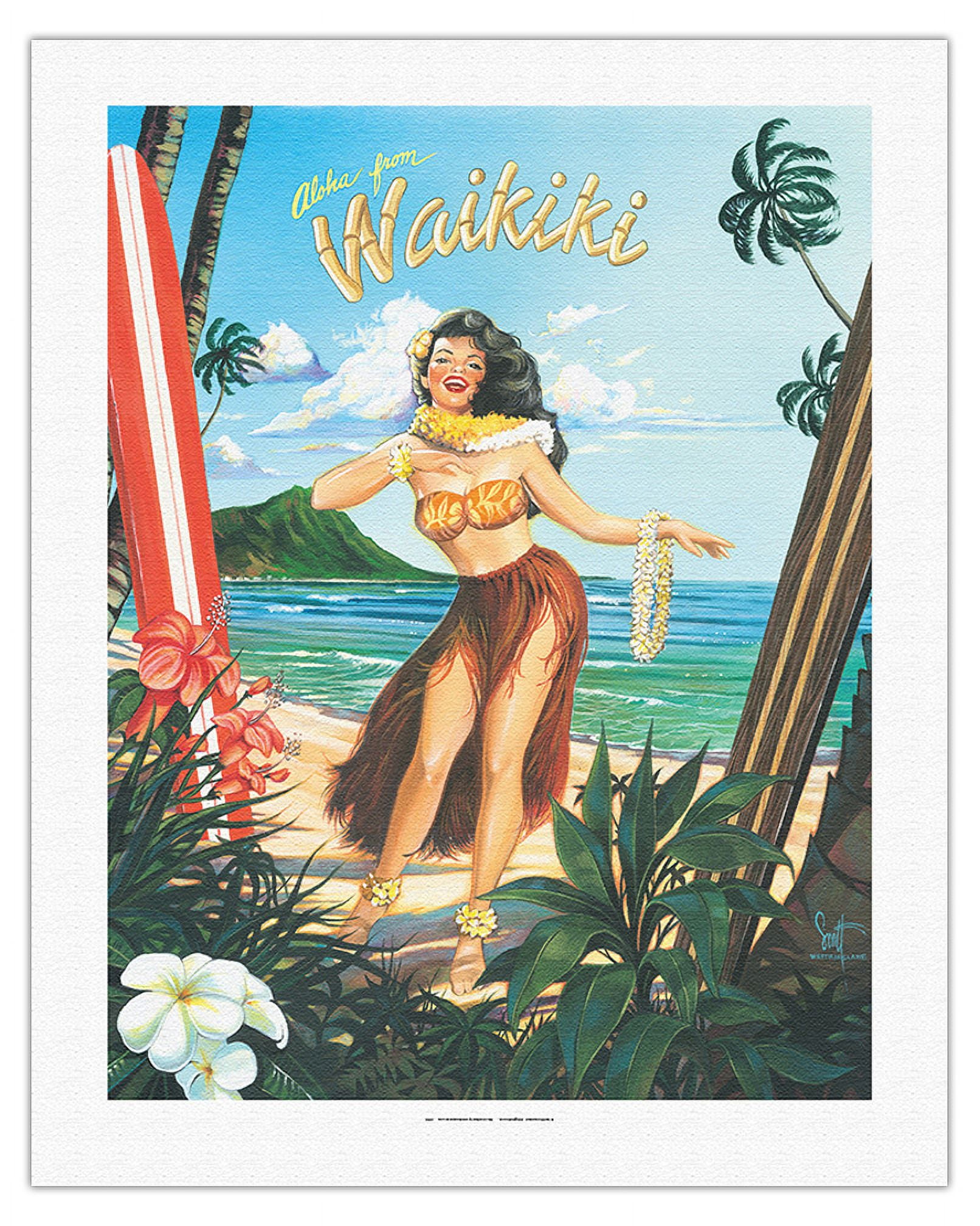 80s HULA DANCER 特大アート フレーム 油彩画 ヴィンテージ Hawaii Male Hula Dancer - Vintage Hawaiian Airbrush Art by
