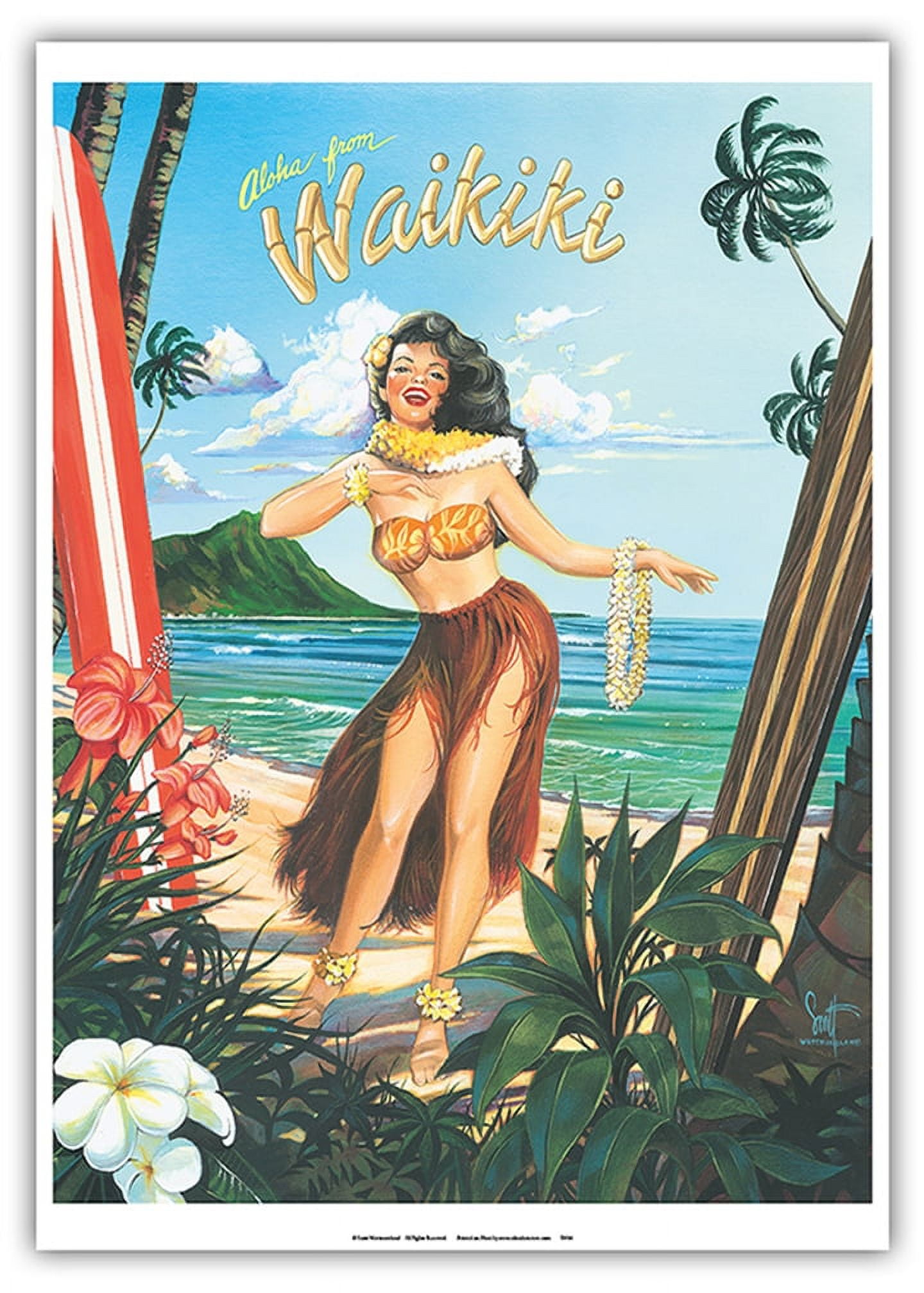 Aloha from Waikiki - Hula Girl Dancer - From an Original Color