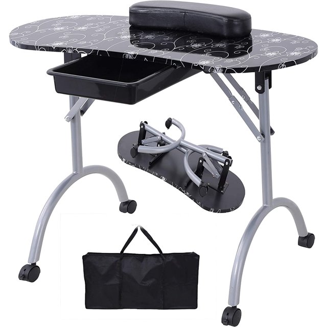 Alohappy Manicure Nail Table, Portable & Foldable Nail Desk Work