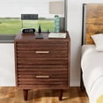 thumbnail image 1 of Alohappy Night Stand with Charging Station, Bedside Table with 2 Drawers, Mid Century Modern End Table, Bed Side Table with USB Ports and Outlets, Nightstand for Bedroom, Brown 1pc, 1 of 17