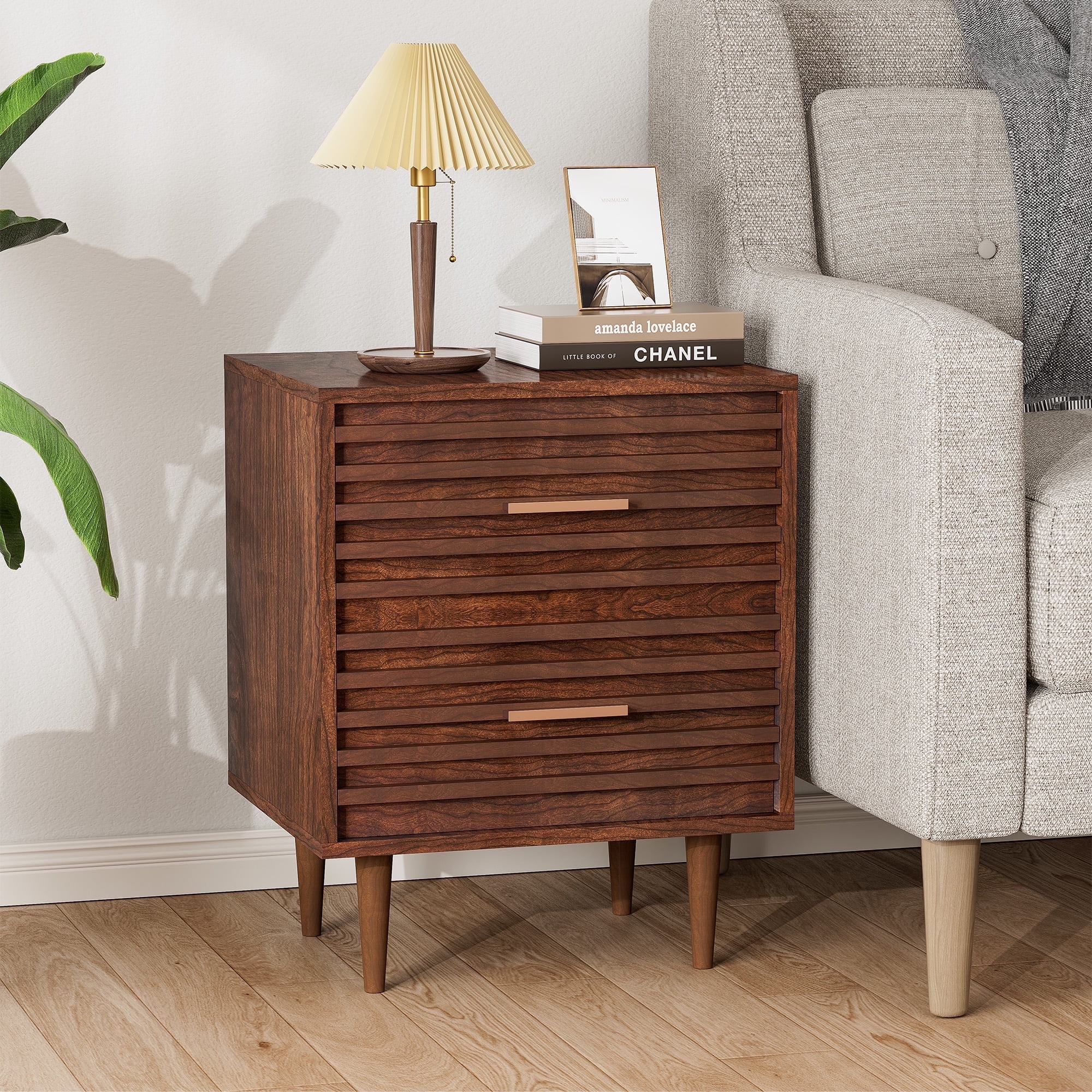 Alohappy Mid-Century Modern Nightstand, End Table with 2 Alohappy Mid-Century Modern Nightstand, End Table with 2