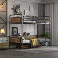 thumbnail image 1 of Alohappy Twin Over Twin Bunk Bed, Convertible Twin Bunk Beds Into 2 Individual Bed, Removable Ladder & Safety Guard Rail for Kids, Modern Industrial Style, Easy Assembly, No Box Spring Needed (Brown), 1 of 10