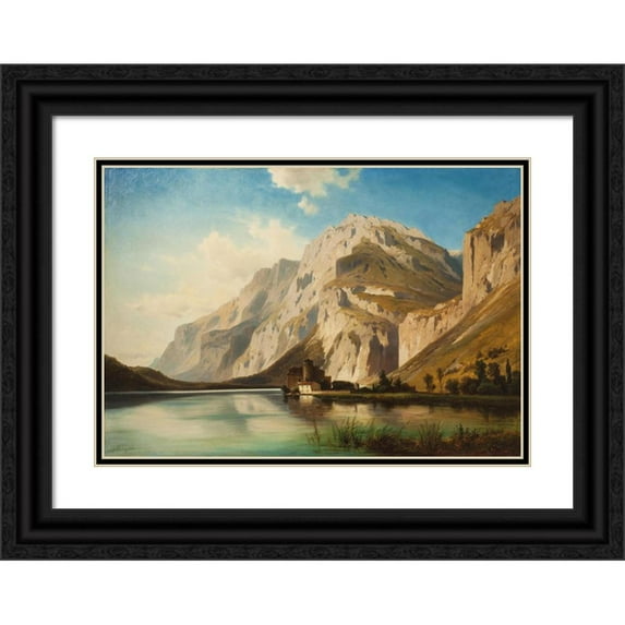 Alois Kirnig 14x11 Black Ornate Wood Framed Double Matted Museum Art Print Titled: Toblino Castle Near Trident in Northern Italy (1882)