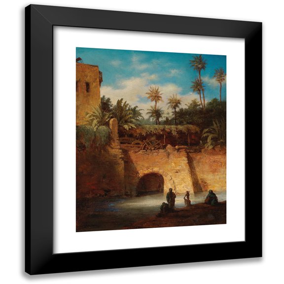 Alois Schönn 12x14 Black Modern Framed Museum Art Print Titled - Water Carriers by the Mill