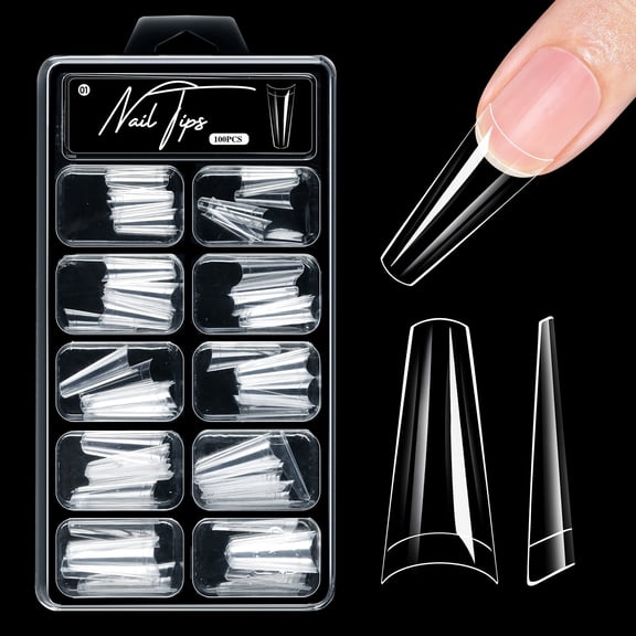 Alomd/Coffin/Square/Stilettos Nails Tips Half Matte Full Covers False Nails Clear Half Covers False Nails