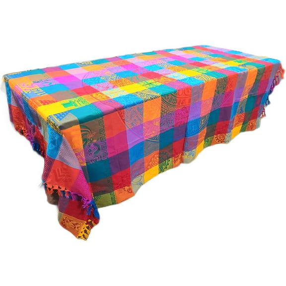 Alondra's Imports (84" x 59") Elegantly Handwoven, Genuine Mexican Artesenal Table Cover (Fiesta, Birthday, Taco Night, Mexican Party Supplies, Zarape Blanket, Serape All Over Table Cloth) (2 Pack)