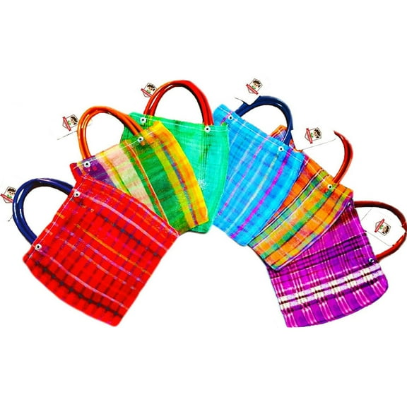 Alondra's Imports Mexican Tote Favor Candy Bags (Party Decorations, Mercado Mesh Goodie Piata Bag, Bolsas Para Fiestas, Supplies, Taco Bar, Quinceaera, Wedding), Multi-Colored (12 Pack)