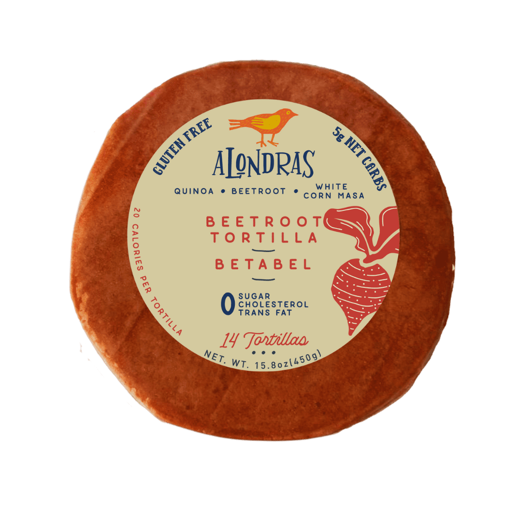 Alondras low carb corn tortilla betabel made from beetroot, quinoa, 20