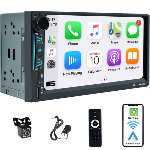 Alondy Double din Car Stereo 7" Touchscreen with Apple CarPlay Android Auto Bluetooth