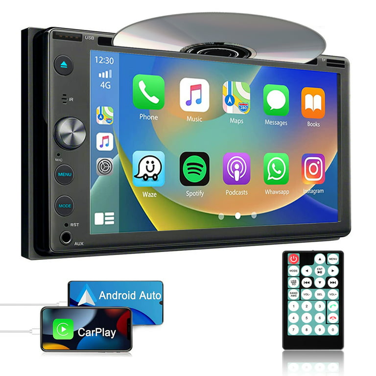 Alondy Double Din Stereo DVD Player CarPlay/Android Auto USB Screen AM/FM Radio - Walmart.com